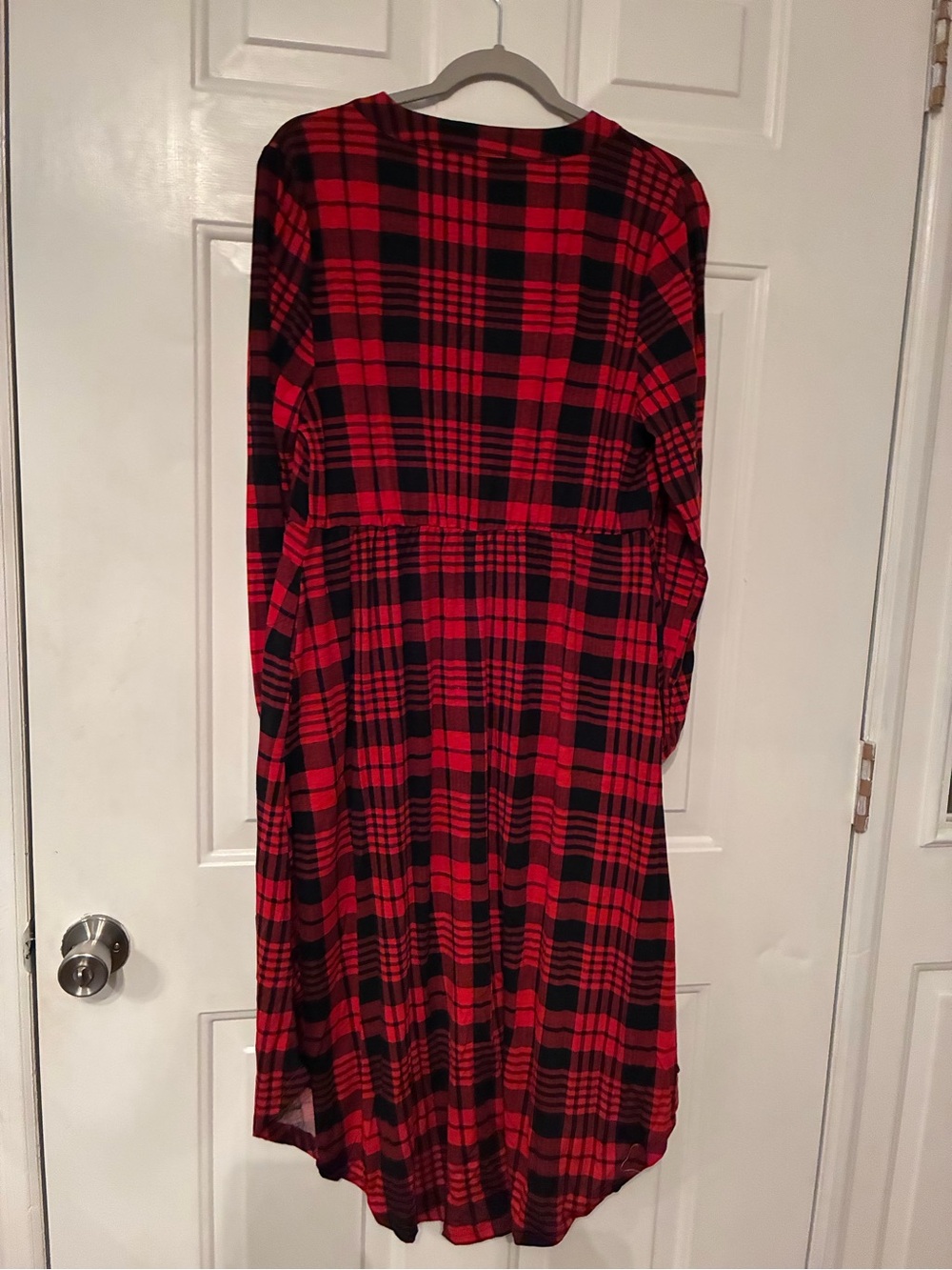 BloomChic Red and Black Plaid Midi Dress with Front Zip - Picture 6 of 6